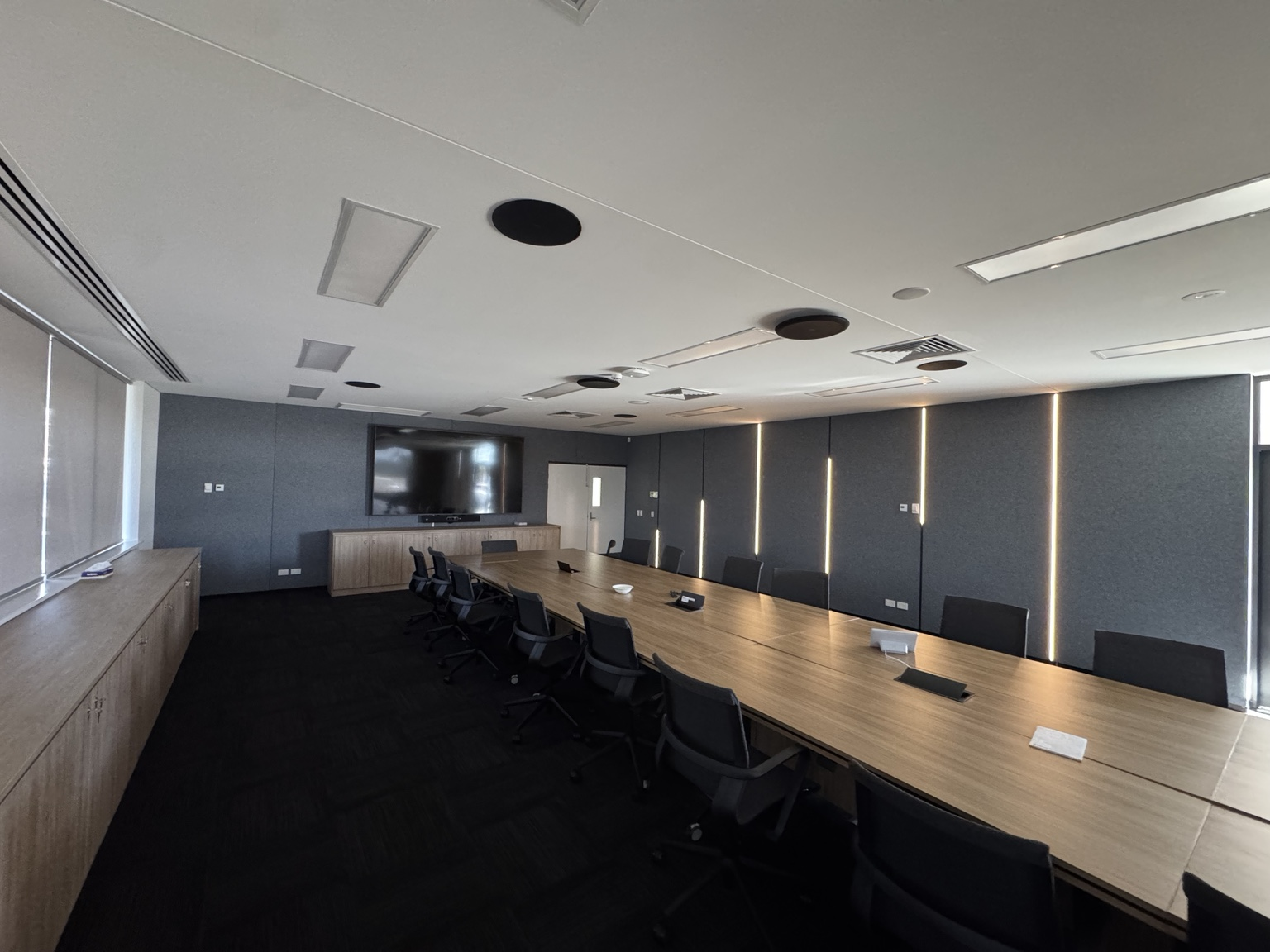 Commercial boardroom lighting and electrical installation by Monarch Electrical & Data