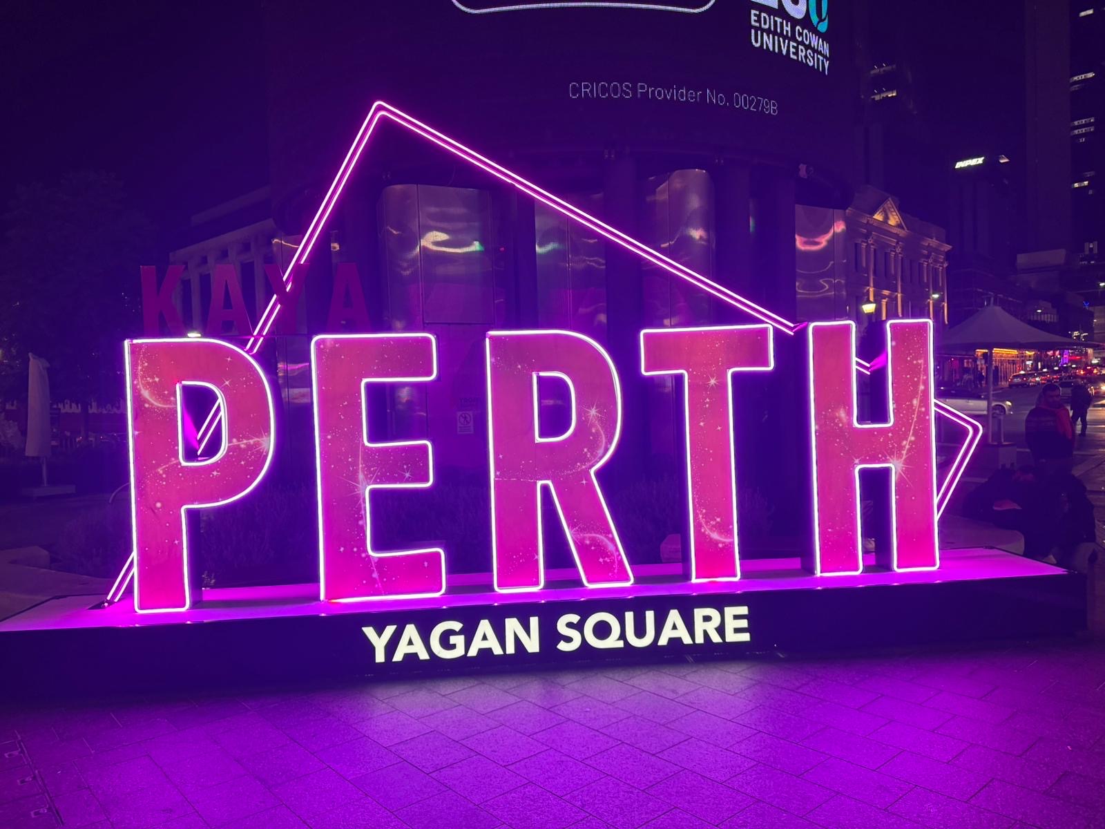 Perth Yagan Square illuminated sign electrical work