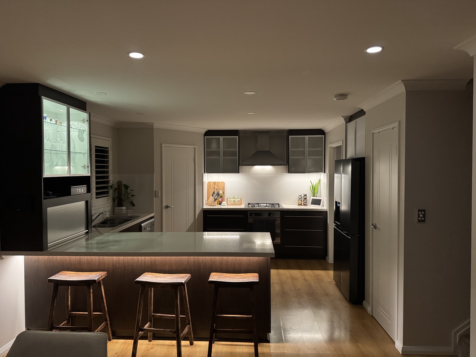 Residential kitchen lighting installation by Monarch Electrical & Data